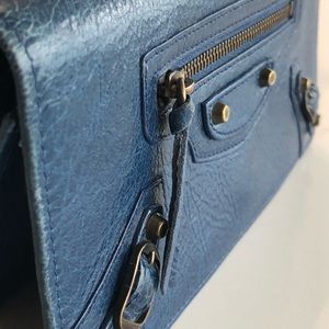 Balenciaga Blue Leather Long Stud Wallet